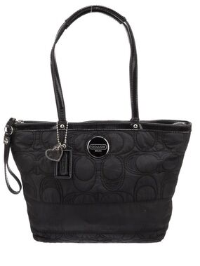 Coach Black Quilted Signature Tote with Charm